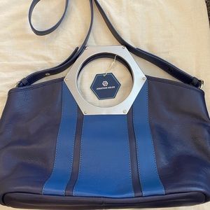 Jonathan Adler silver hex handle purse